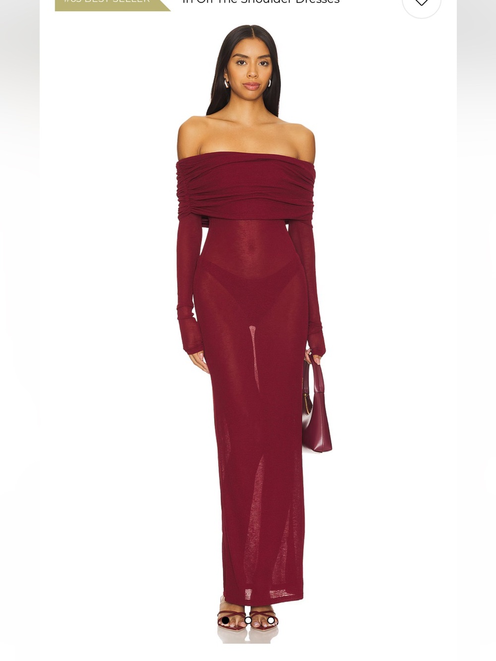 REVOLVE One-Shoulder Burgundy Off-the-Shoulder Maxi Dress